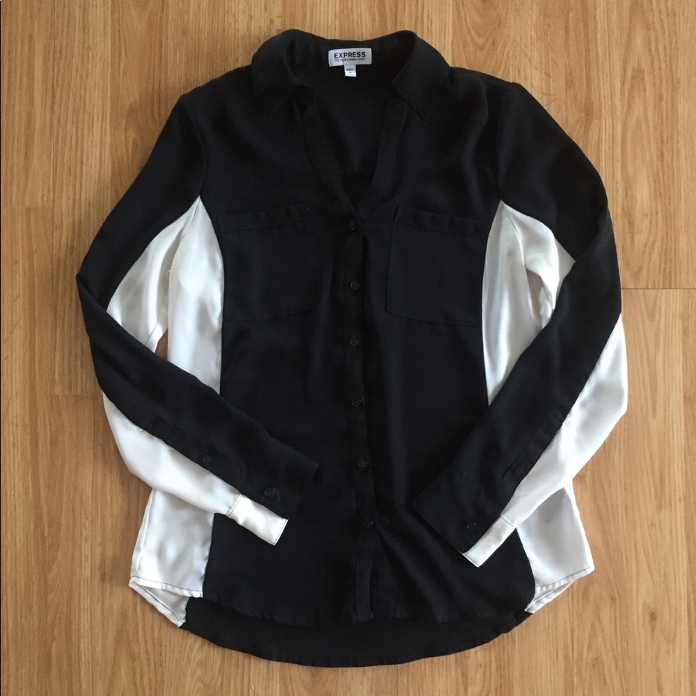 Express black white portofino shirt button up S